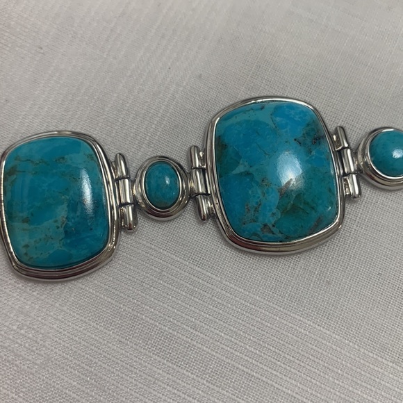 NWT JTV CABOCHON RECTANGULAR CUSHION, OVAL & ROUND TURQUOISE BRACELET - Picture 4 of 5
